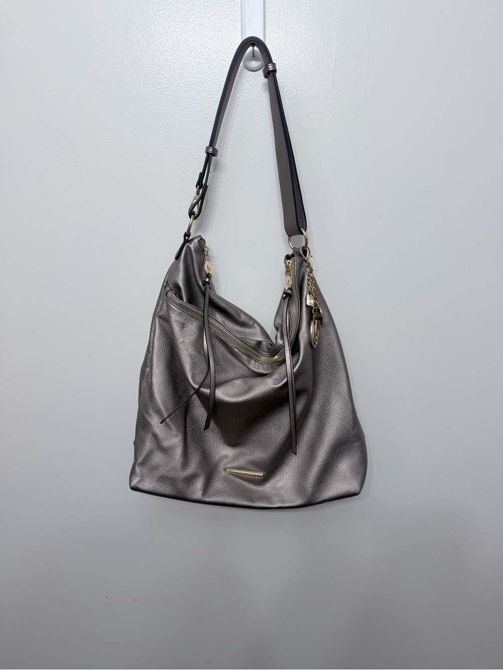 MFK MiaK Metallic Gray Women's Hobo Shoulder Bag